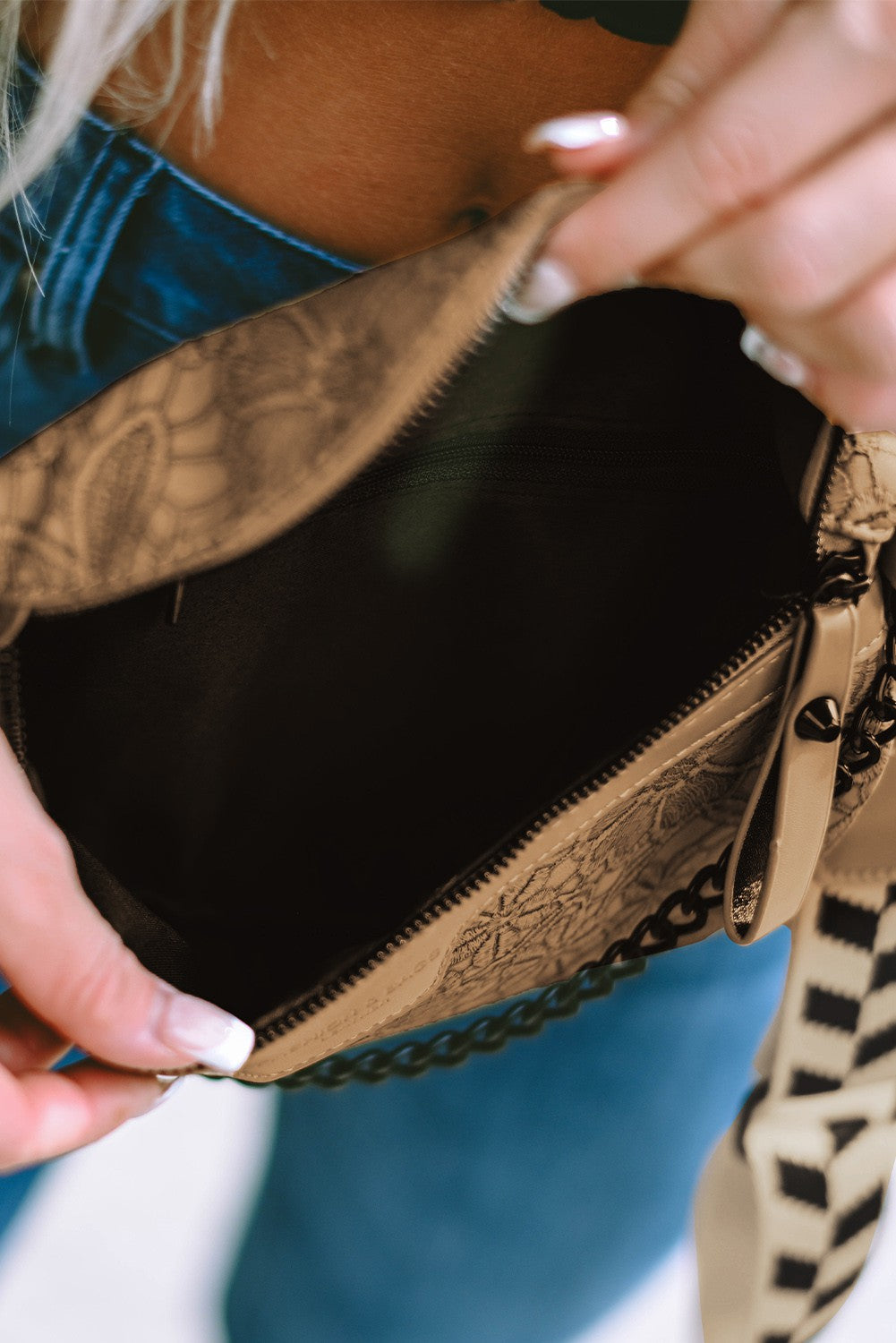 Strap Chain Shoulder Bag With Coin Purse