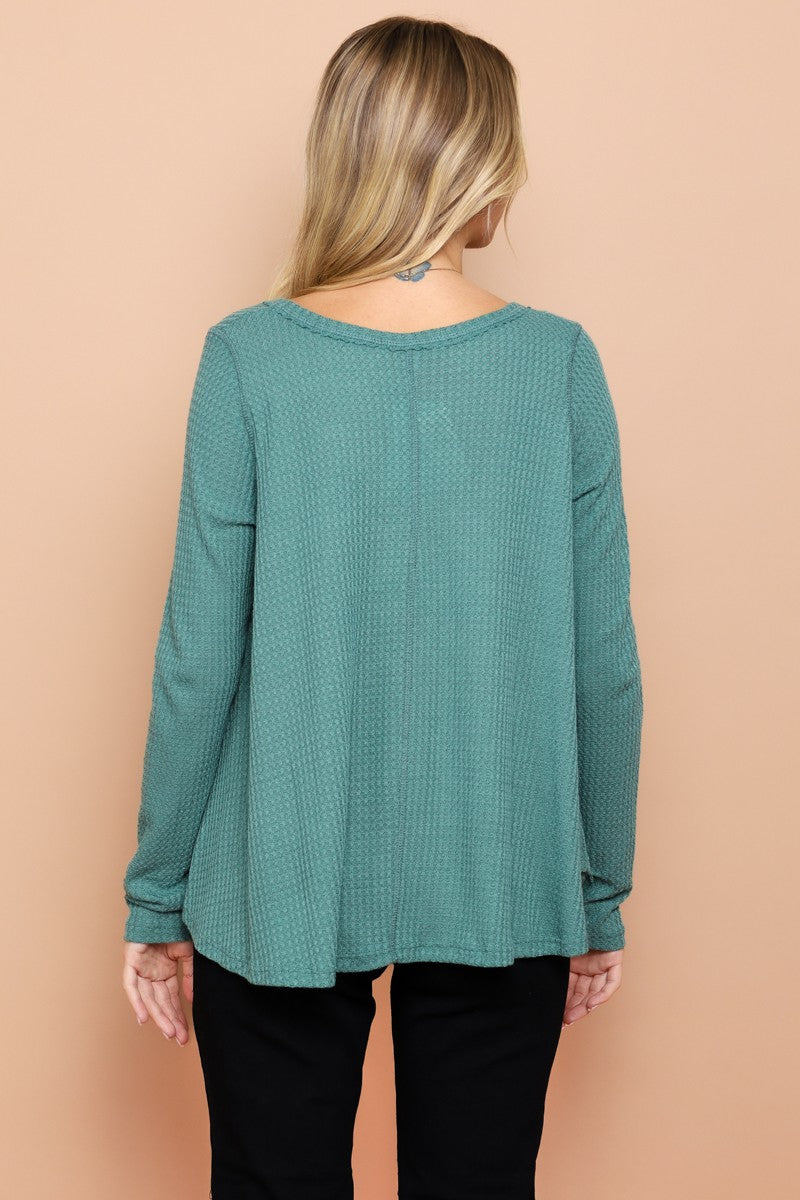 Shirred Detail Textured Knit Top