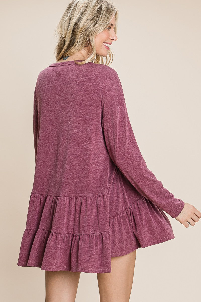 Solid Swing Button Up Tunic Top