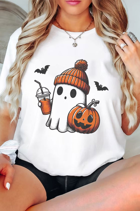 Cute Ghost , Round Neck Tee