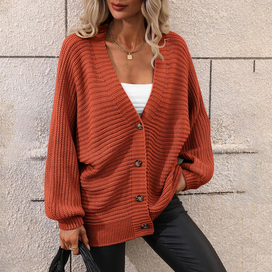 Solid Color Knit Cardigan Loose Sweater