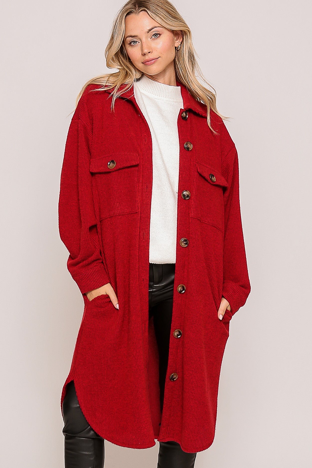 Soft And Cozy Oversized Waffle Jacket