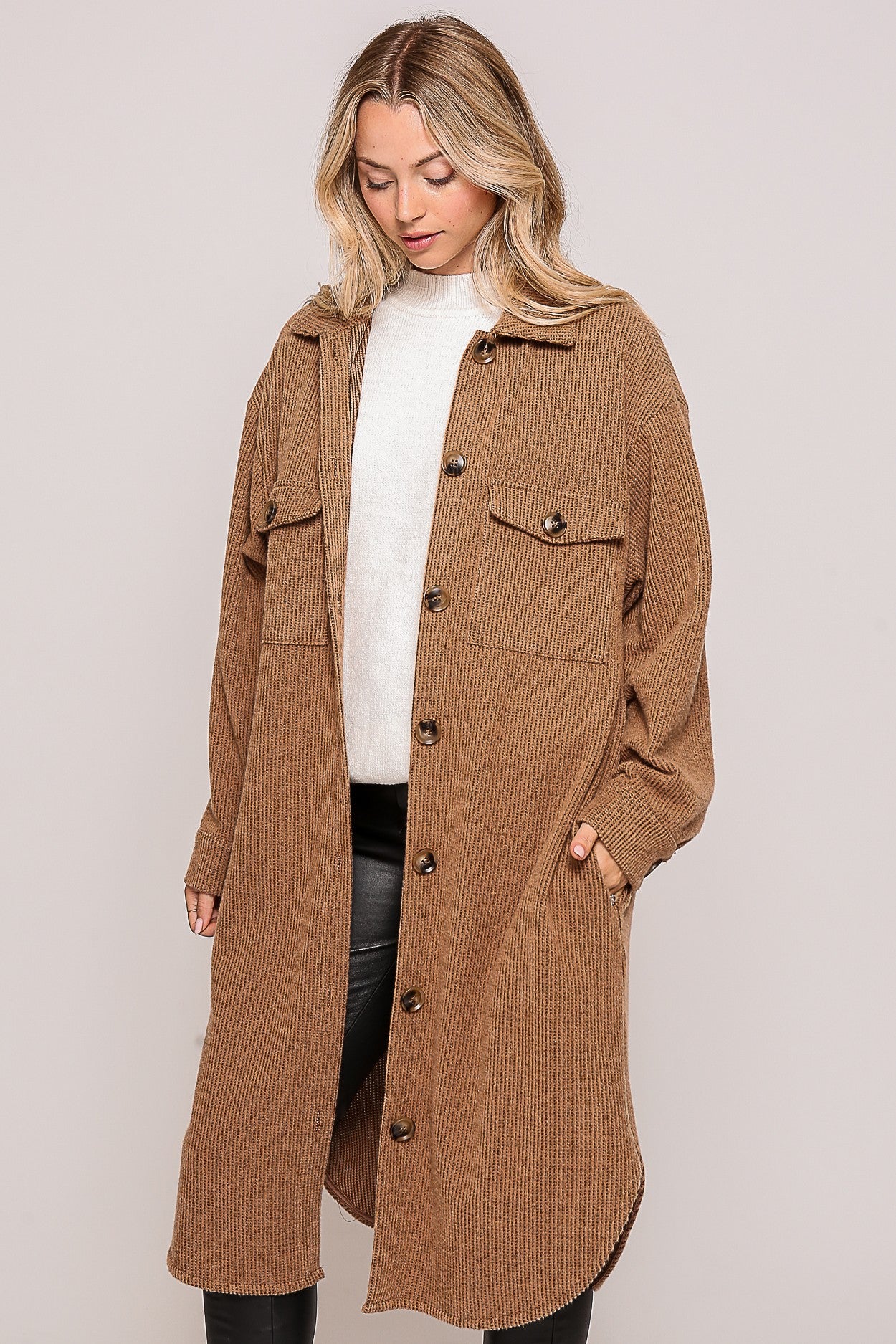 Soft And Cozy Oversized Waffle Jacket