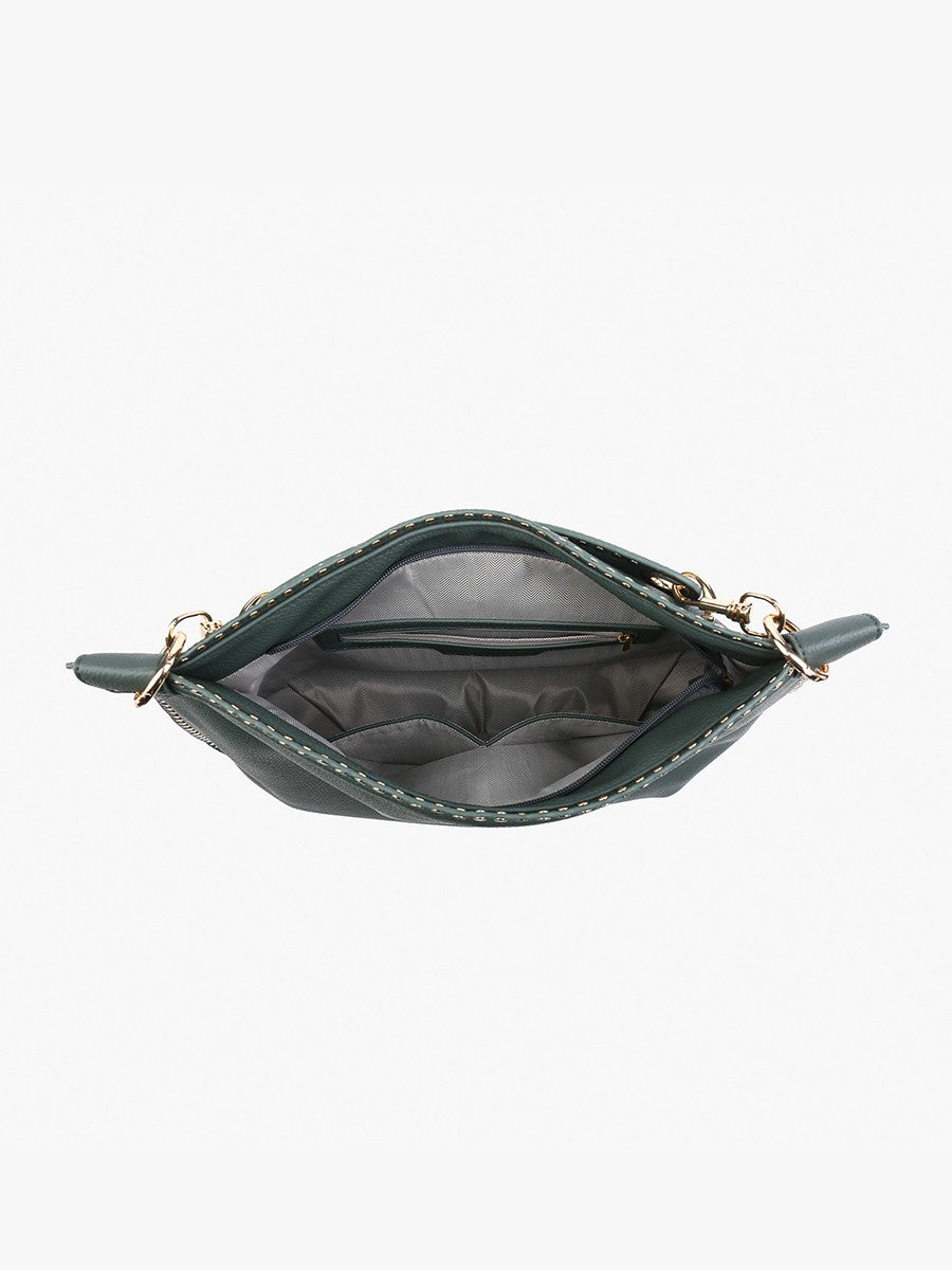 Carly Studded Slouchy Hobo W/ Long Strap