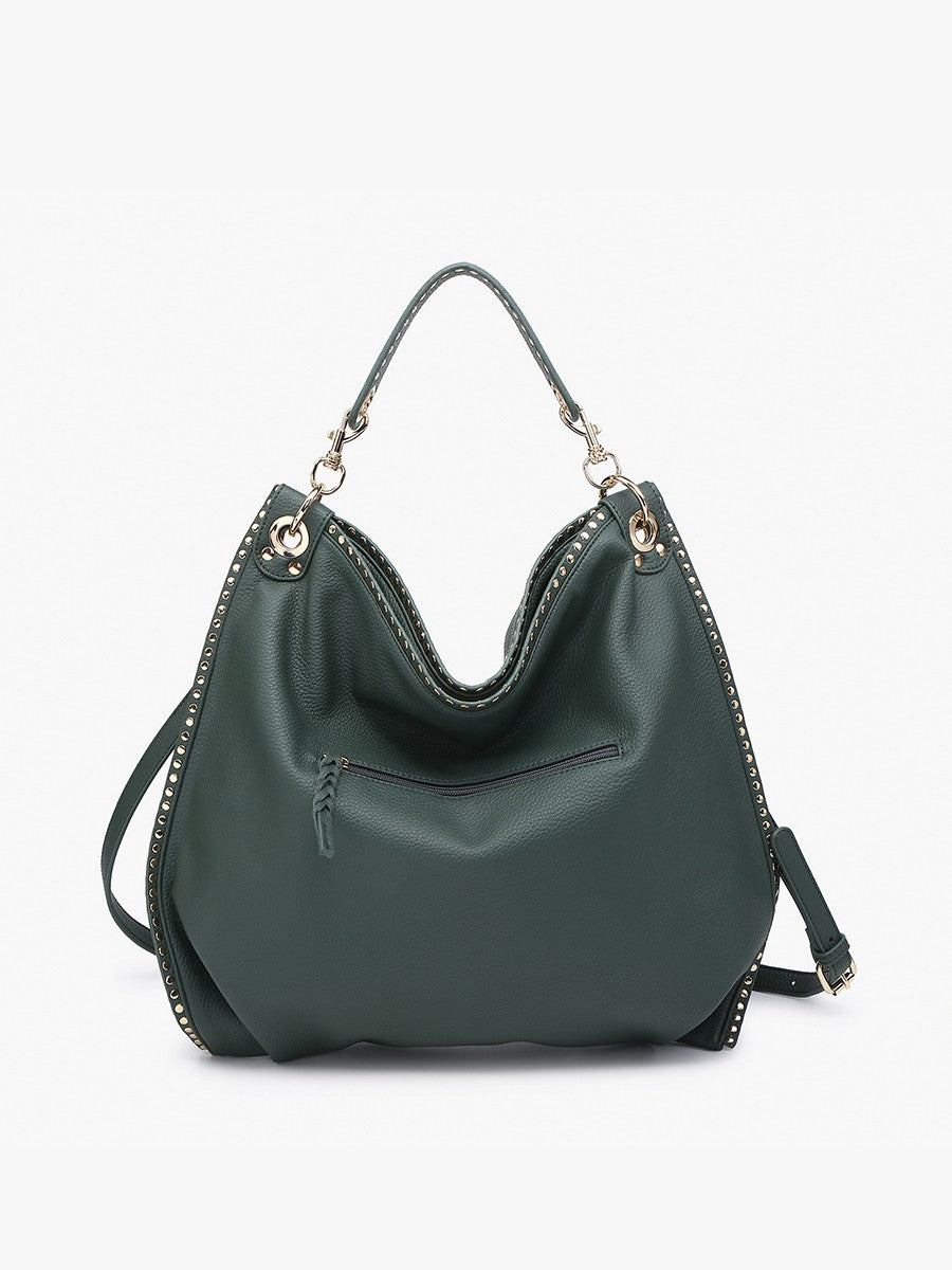Carly Studded Slouchy Hobo W/ Long Strap
