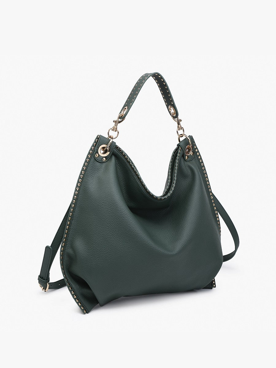 Carly Studded Slouchy Hobo W/ Long Strap