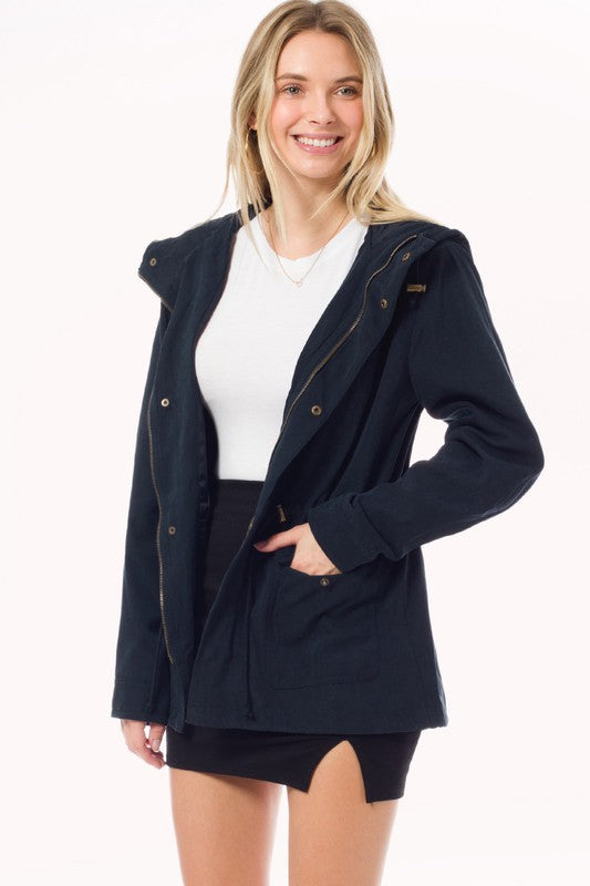 Black jacket with hood