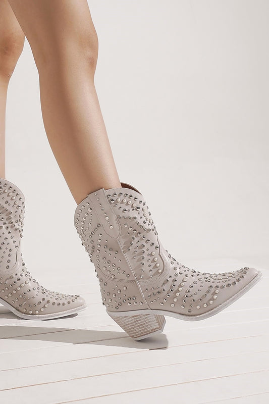 Studded Rhinestone, Western, Boots