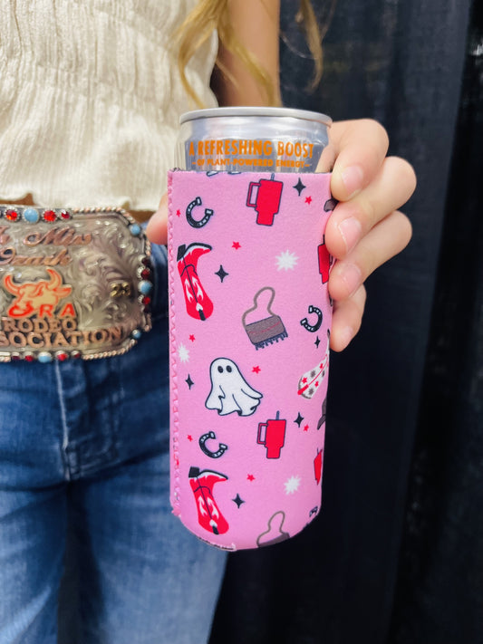 Pink Ghost Tall Coozie