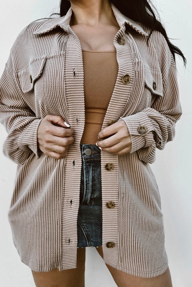 Women Solid Corded Drop Shoulder Jackets