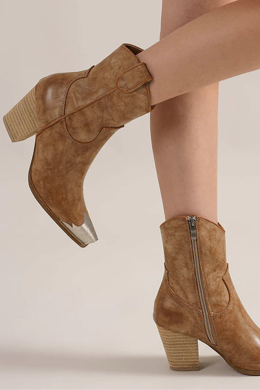 Western Toe Cap Ankle Boots