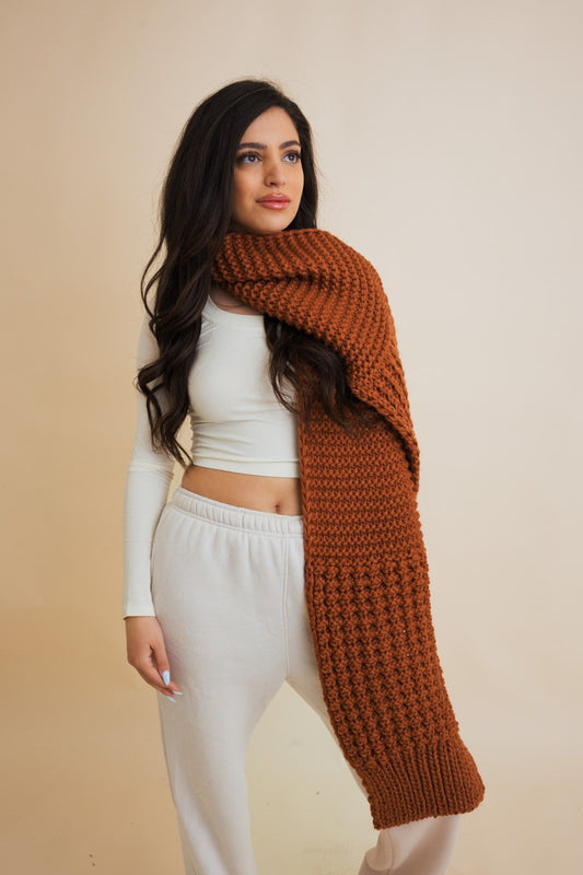 Cozy Waffle Knit Edge Scarf - Winter Essential