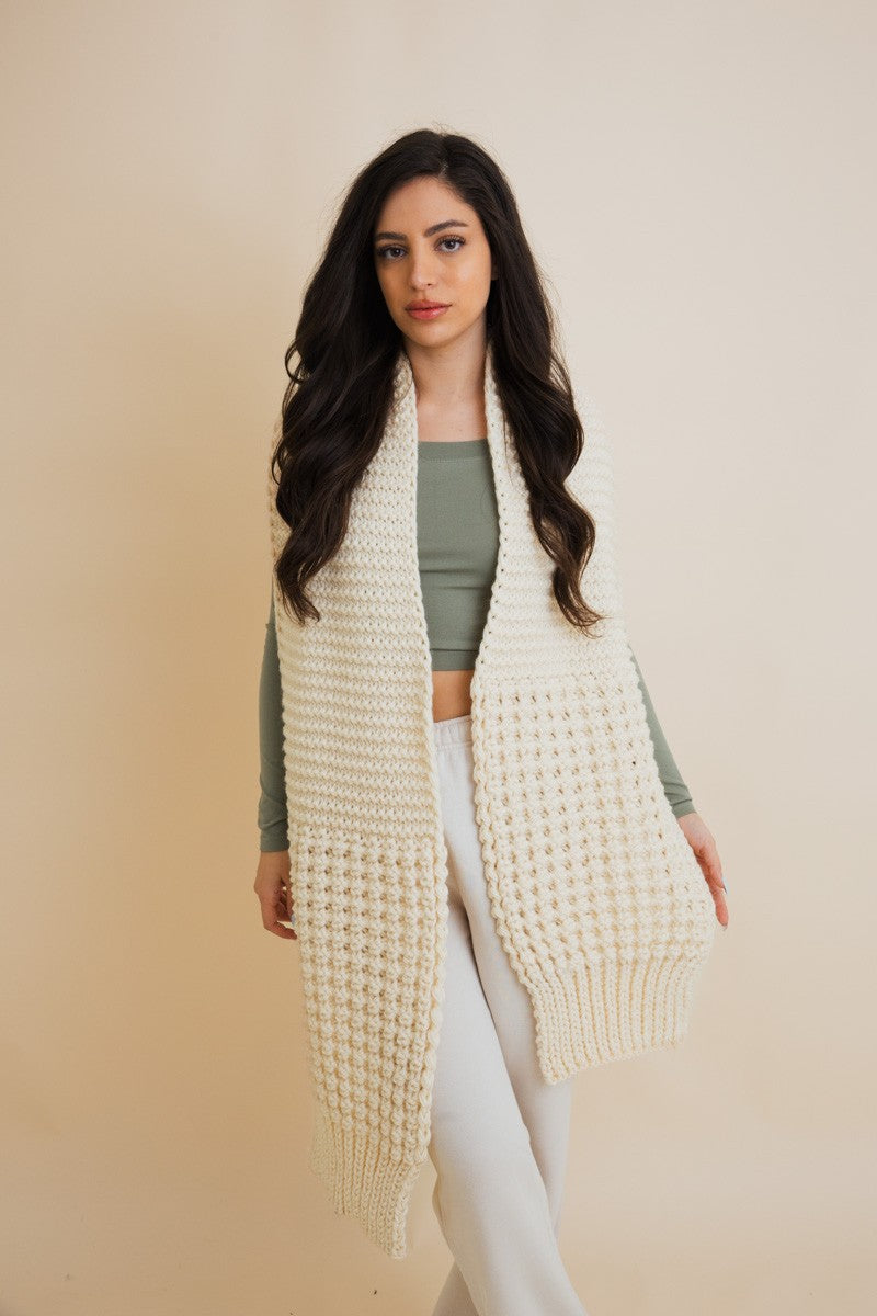Cozy Waffle Knit Edge Scarf - Winter Essential
