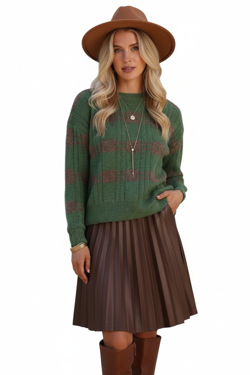 Cozy Checkered Knit Sweater