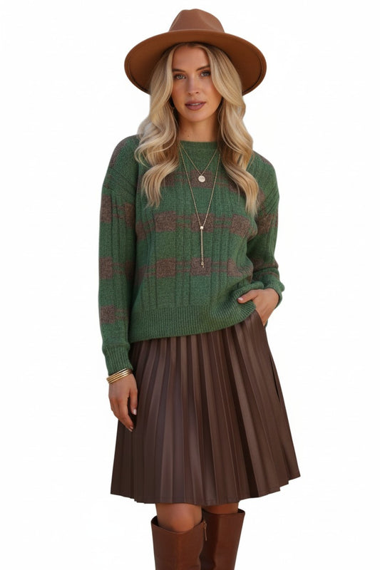 Cozy Checkered Knit Sweater