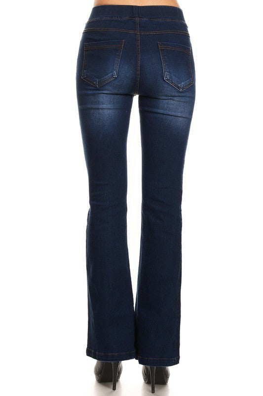 Pull On Denim Flare Pants
