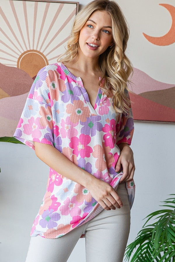 Short Sleeve Floral Print Top