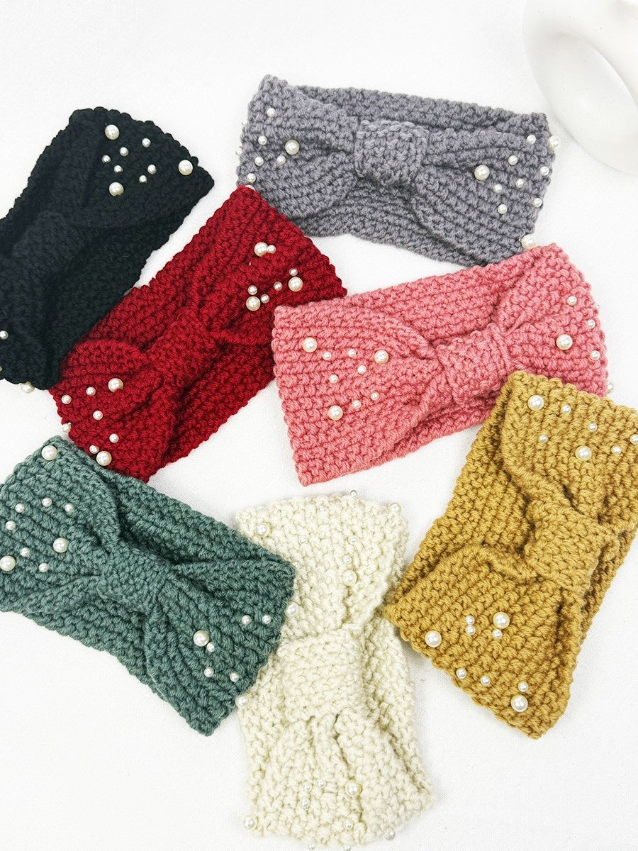 Fashion Winter Head Wrap With Pearl Detail