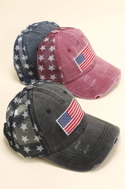 U.s.a Flag Embroidered Mesh Backing Baseball Cap