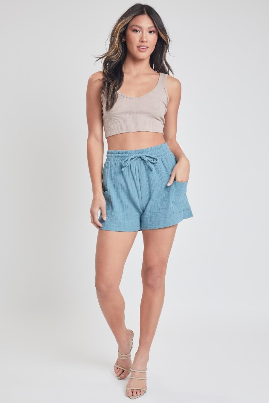 High Rise Cotton Gauze Shorts