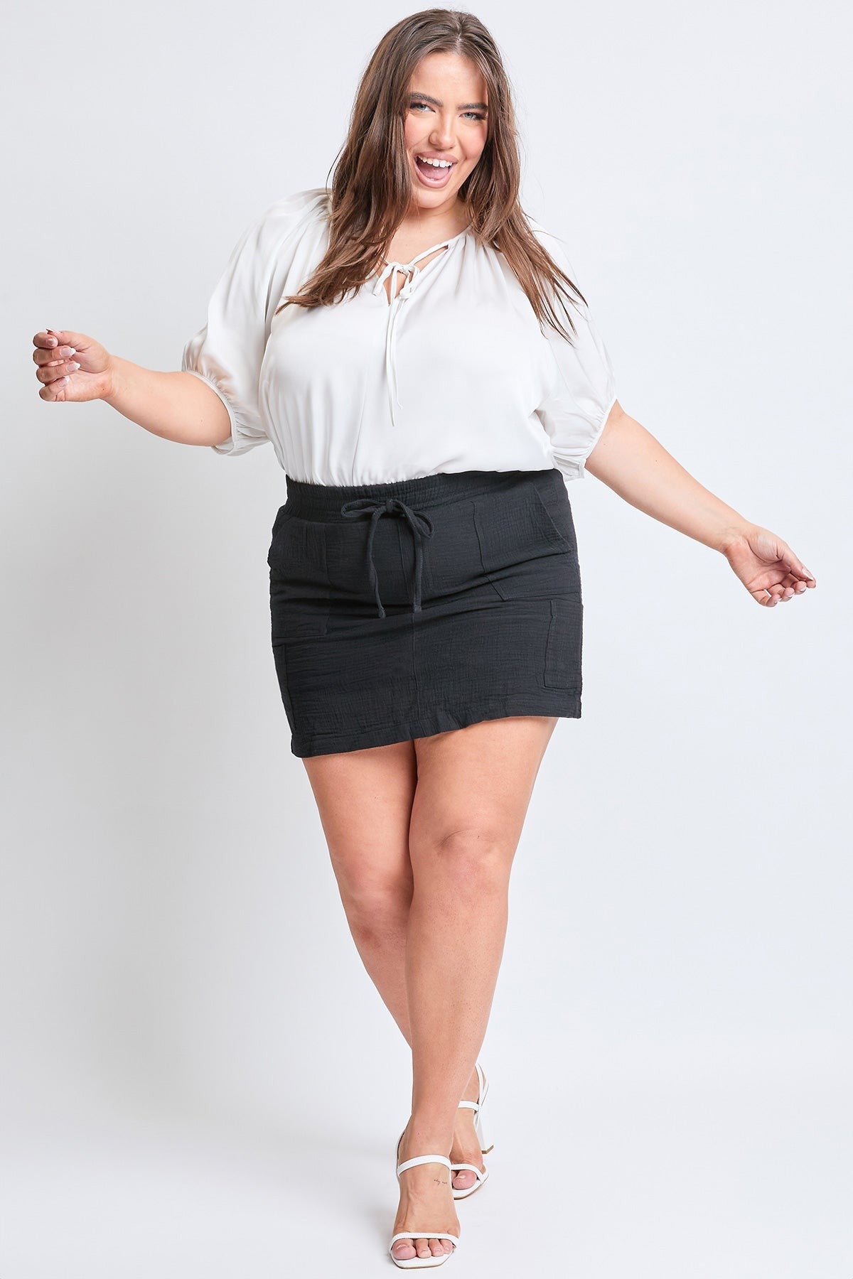 Cotton Gauze Cargo Skort