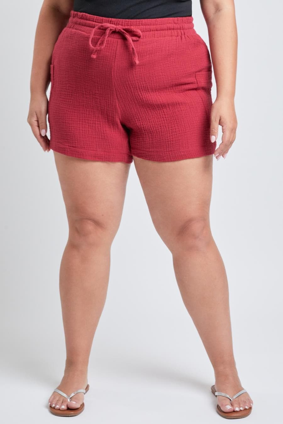 Plus Cotton Shorts With Side Patch Pocket