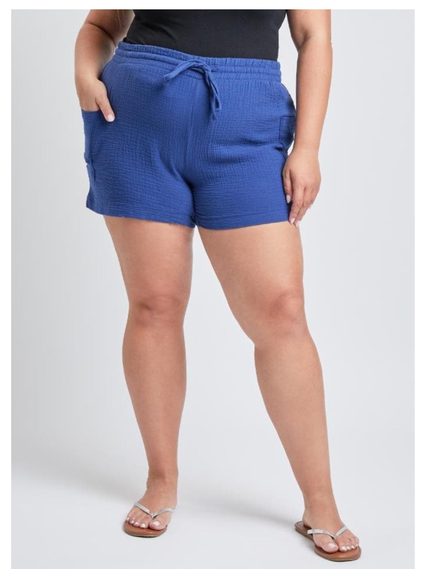 Plus Cotton Shorts With Side Patch Pocket