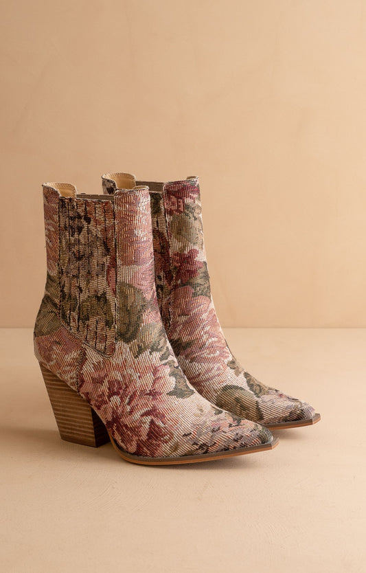 The Lydia - Suede Pointed Toe Western Booties