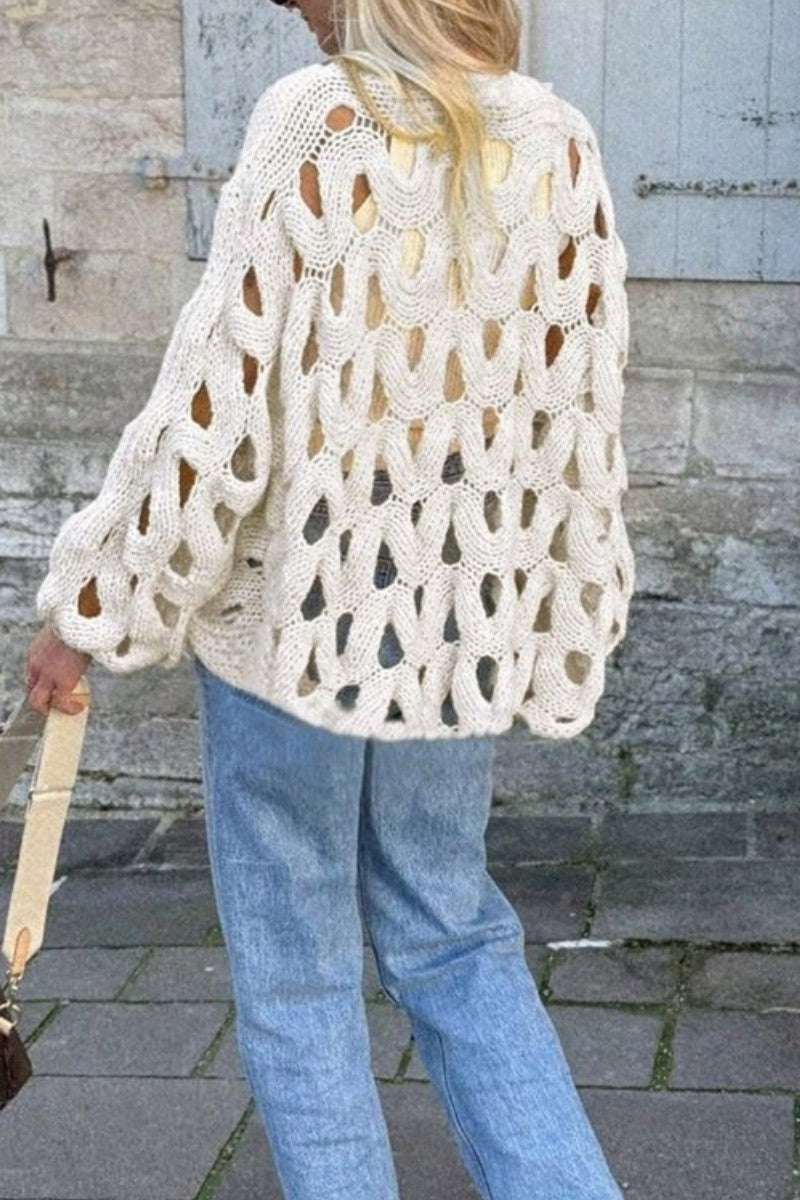 Crochet Hollow Out Knit Pullover Sweater