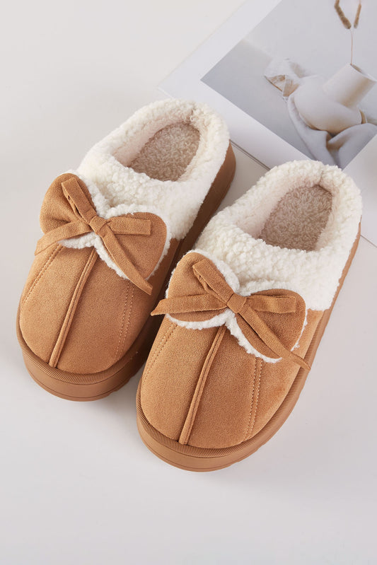 Bow Fuzzy Home Indoor Floor Slippers