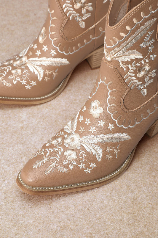 Embroidery, Western, Ankle, Boots