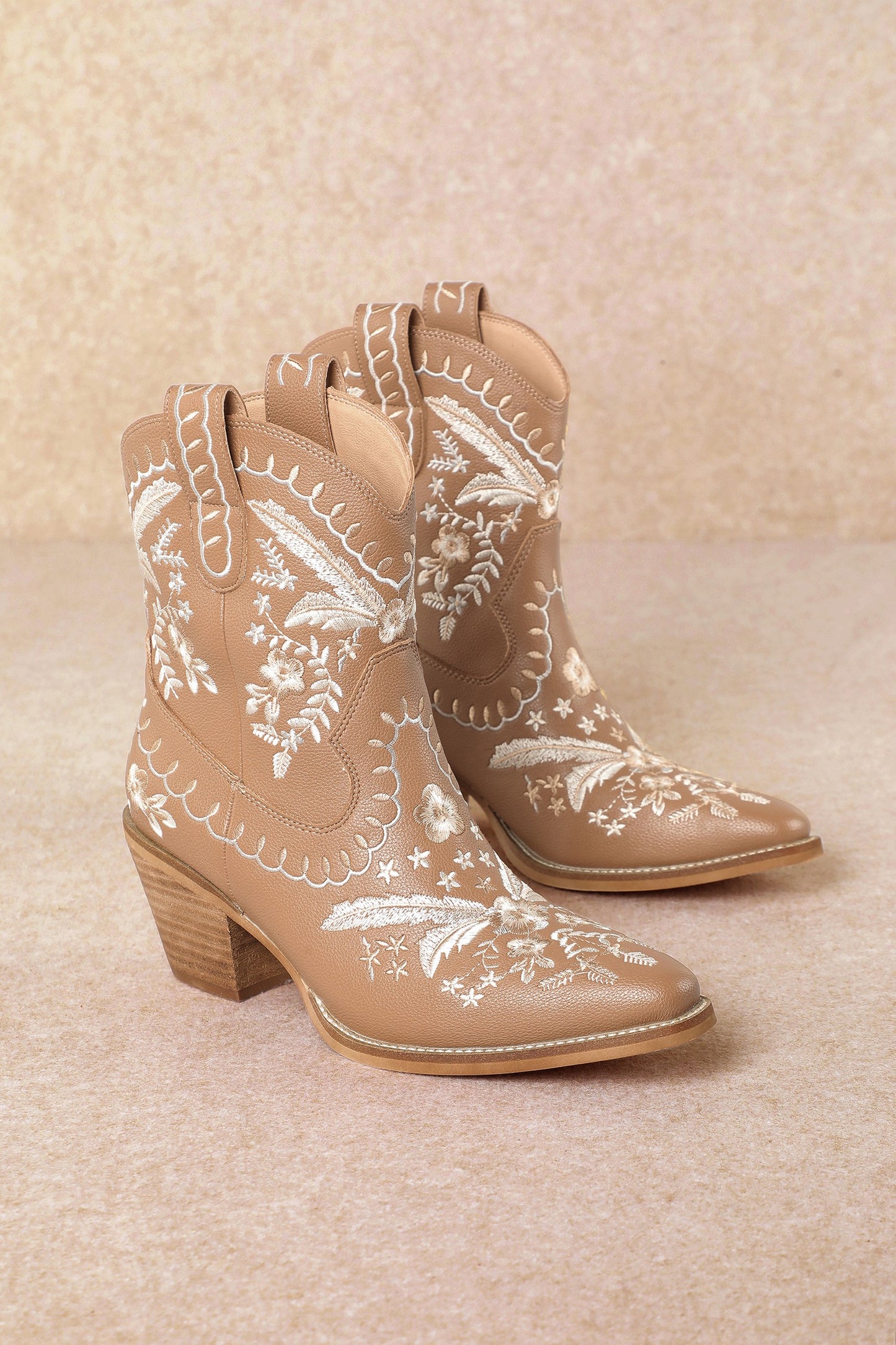 Embroidery, Western, Ankle, Boots