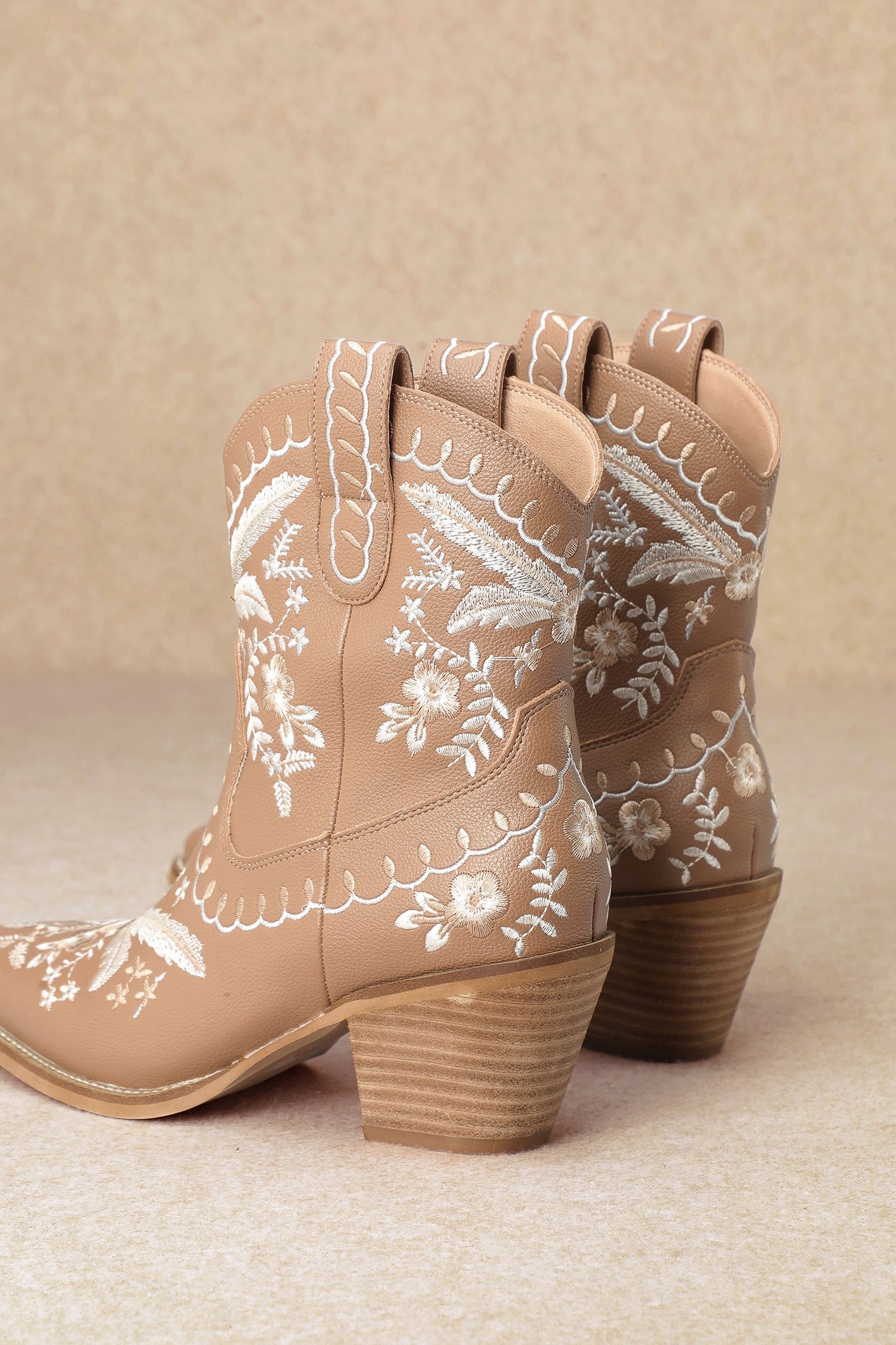 Embroidery, Western, Ankle, Boots