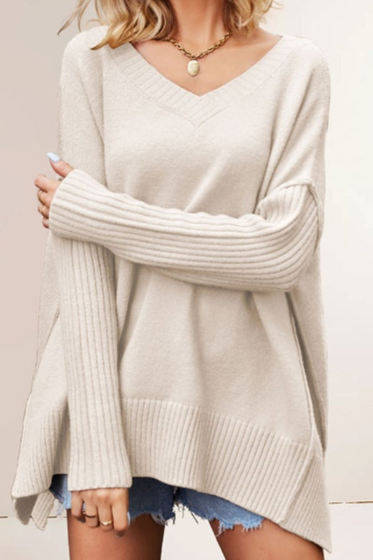 V Neck Oversized Knit Sweater