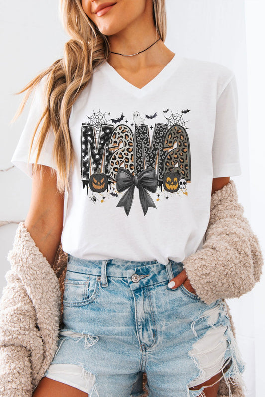 Halloween Mama Leopard, V Neck