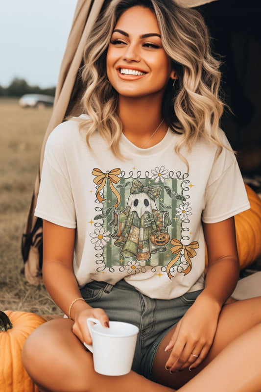 Camo Ghost Coquette, Round Neck