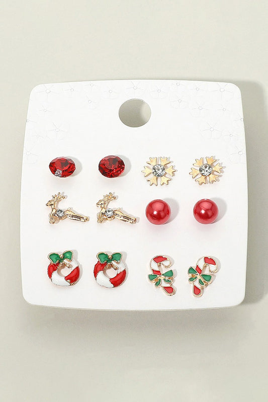 Set Of 6 - Christmas Theme Stud Earring Set