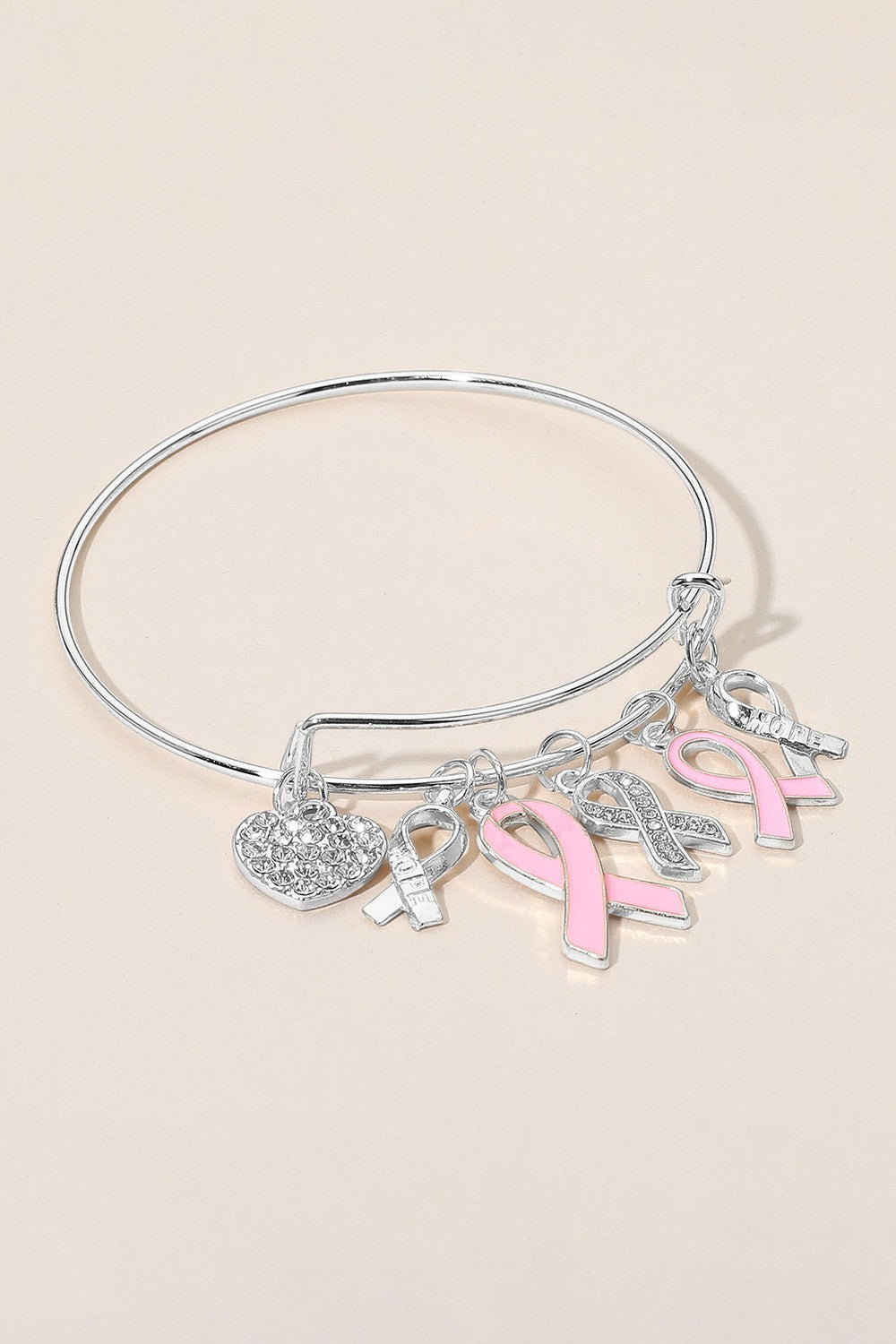 Awareness Pink Ribbon Heart Bracelets