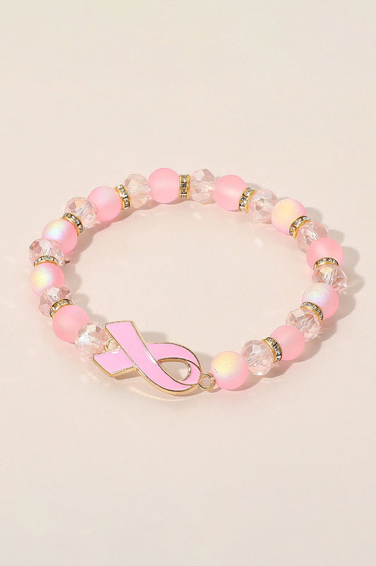 Awareness Pink Ribbon Beaded Bracelets
