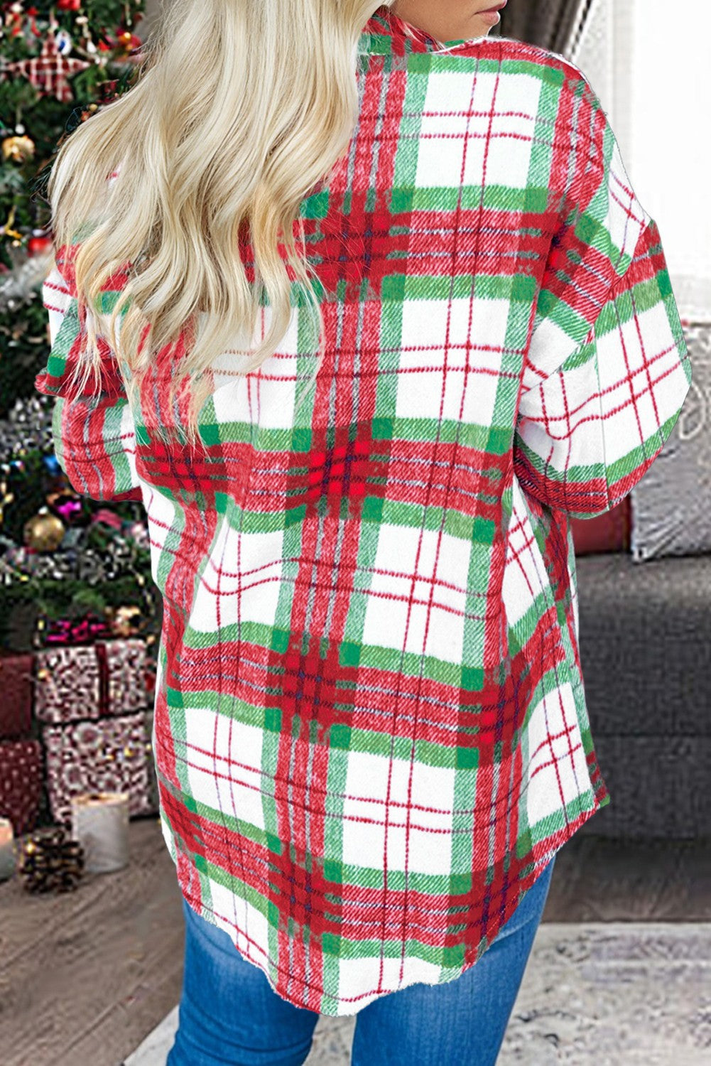 Christmas Plaid Casual Flannel Shacket