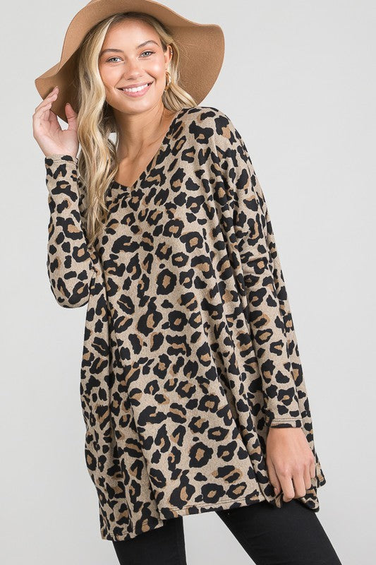 Hacci Brushed Animal Print Top