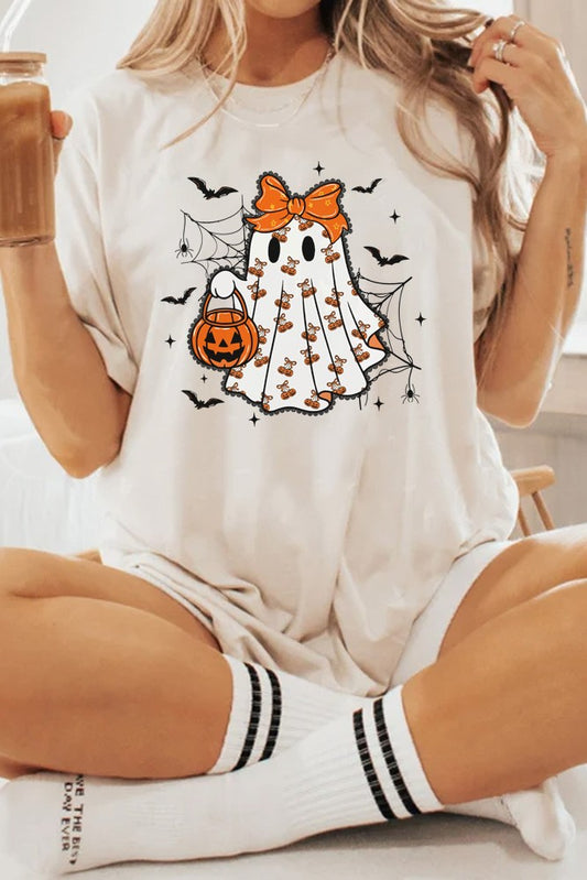 Lace Ghost Halloween Round Neck Tee