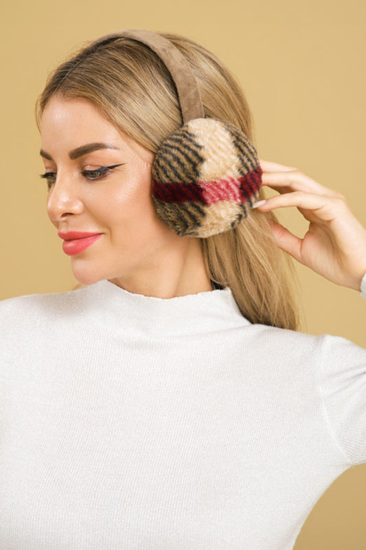 Faux Fur Plaid Plush Winter Earmuffs