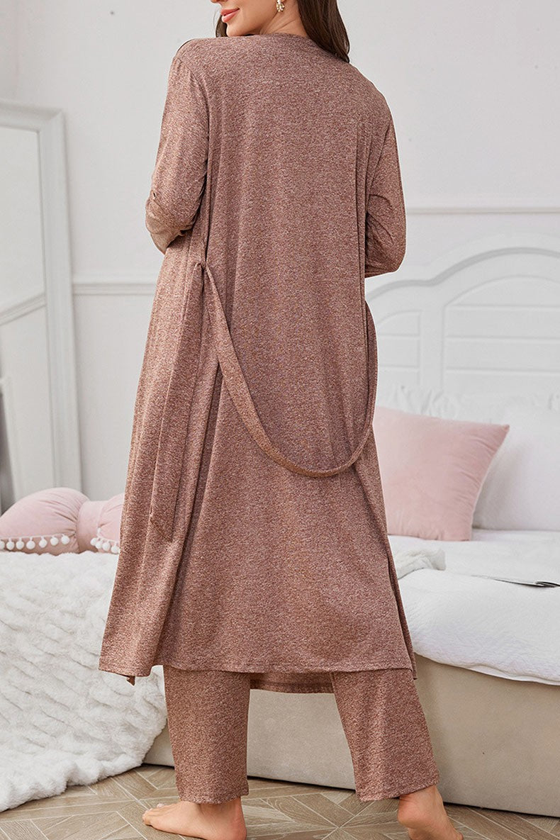 3 Piece Lounge Set Long Sleeve Cardigan Top Pants
