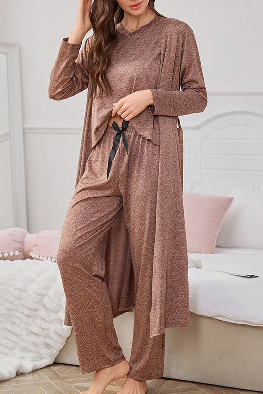 3 Piece Lounge Set Long Sleeve Cardigan Top Pants