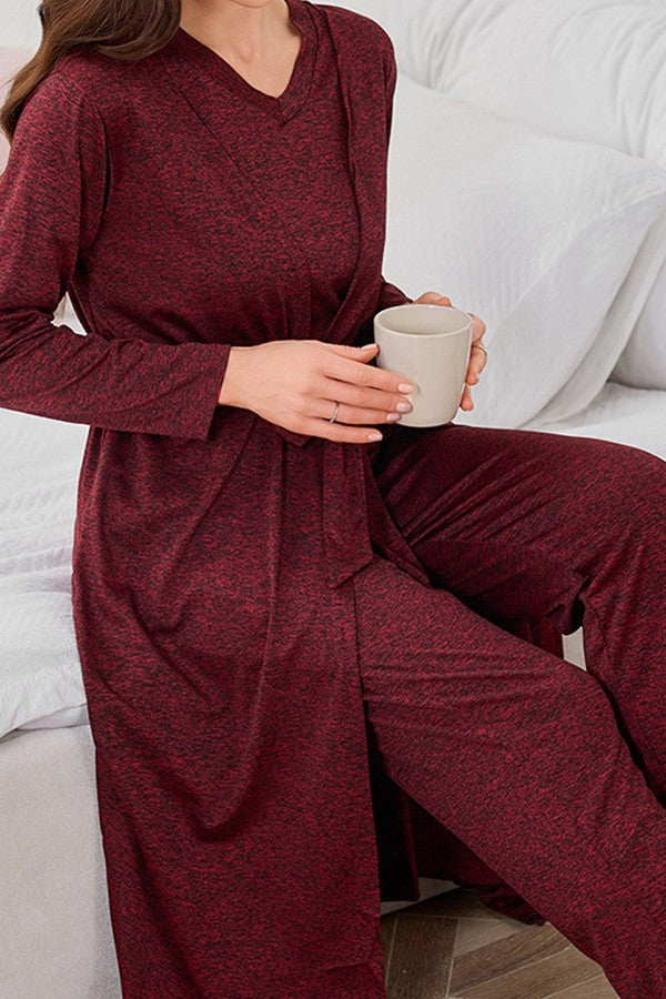 3 Piece Lounge Set Long Sleeve Cardigan Top Pants