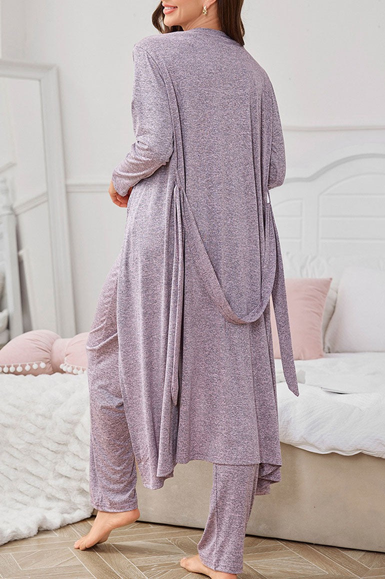 3 Piece Lounge Set Long Sleeve Cardigan Top Pants