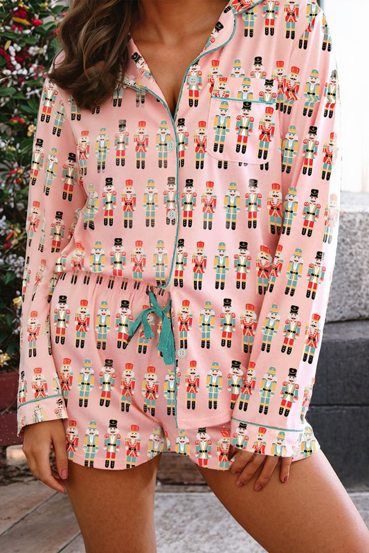 Nutcracker March Button Up 2pcs Pajama Short Set