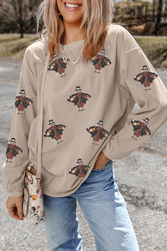 Thanksgiving Turkey Graphic Baggy Sweatshirt