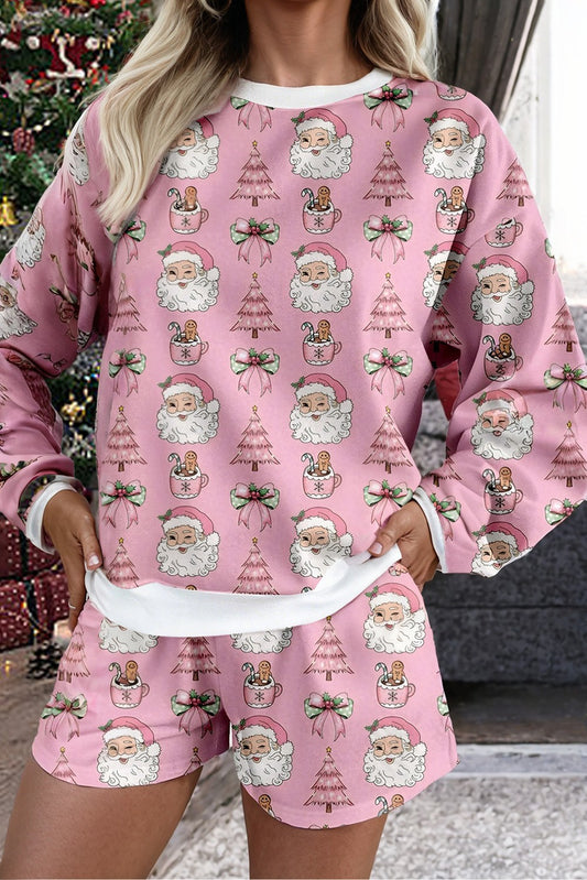 HoHoHo Christmas Fashion Print 2pcs Lounge Short Set